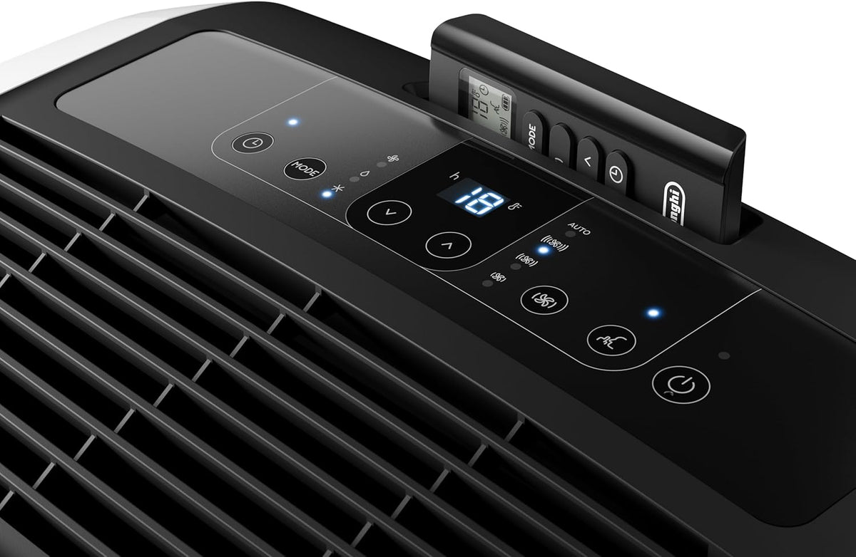 De'Longhi Pinguino PAC EL112 CST WiFi, przenośna klimatyzacja z technologią MyEcoRealFeel do pomieszczeń o kubaturze do 110 m³, 11 000 BTU/h, 2,9 kW, 63 dB, funkcja osuszania, A, sterowanie aplikacją i głosem, kolor biały