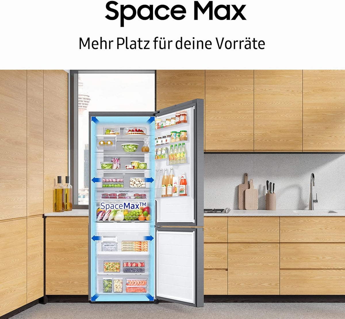 RL38T607BS9/EF Lodówka z zamrażarką, 203 cm, 387 l, Lodówka z zamrażalnikiem, Twin Cooling, No Frost, SpaceMax, Optimal Fresh, Humidity Fresh, Wygląd stali nierdzewnej