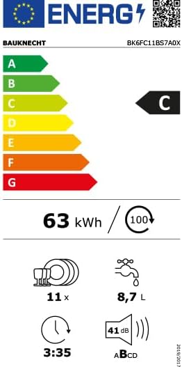 Zmywarka w pełni zintegrowana Bauknecht BK6FC11BS7A0X (45 cm)/ ActiveDry/Program sensorowy/PowerClean/Szuflada na sztućce/Program higieniczny/Pełna ochrona przed wodą/Multizone/Opóźniony start