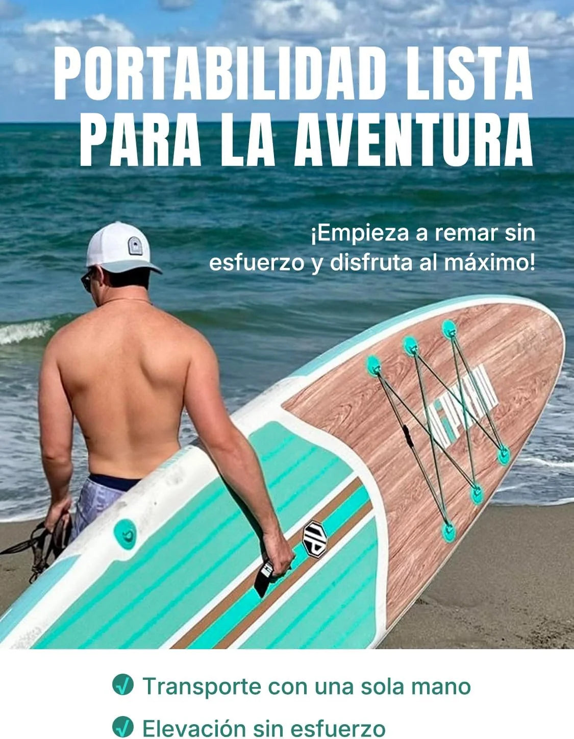 Opblaasbaar SUP-board van Niphean voor volwassenen met complete accessoireset - model van 320 cm, geschikt voor alle niveaus, draagvermogen 200 kg (geschikt voor 2 personen), SUP-board met zitje