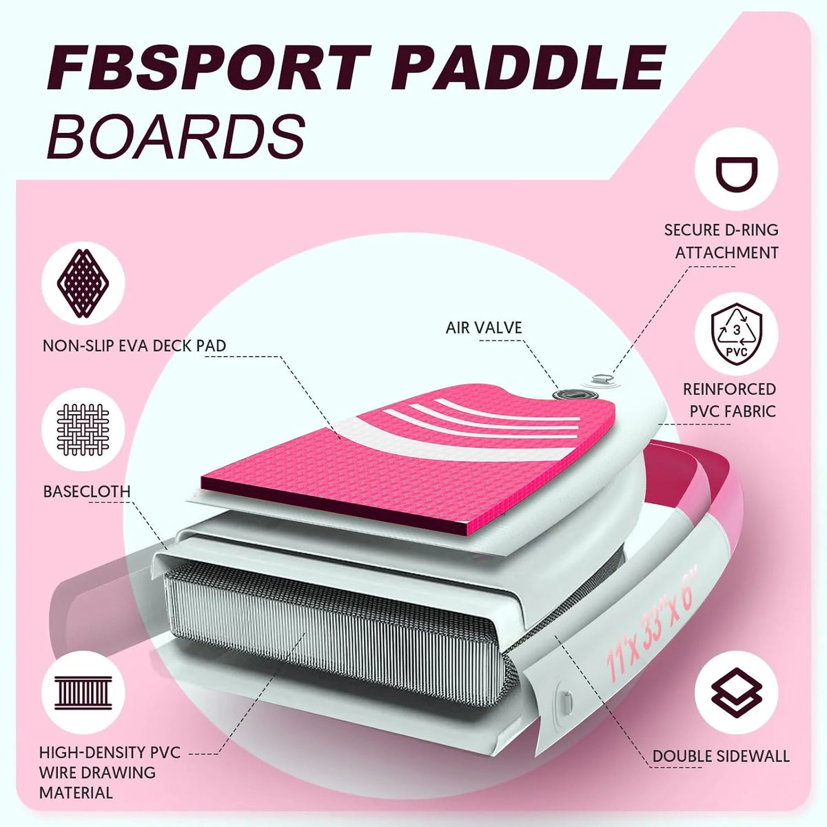 Hoogwaardig stand-up paddleboard, yogaboard met duurzame SUP-accessoires en draagtas | Brede beenpositie, golfcontrole, antislip dek, leash, peddel en pomp voor tieners en volwassenen