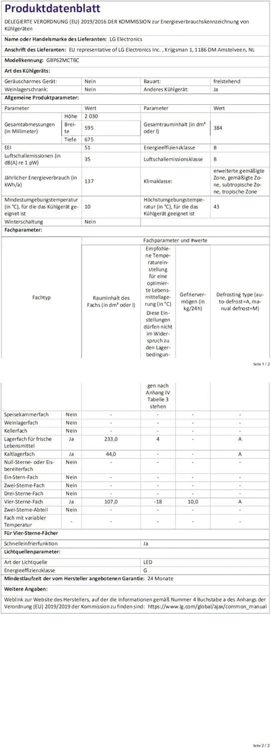 Lodówka/zamrażarka LG GBV22NCCEP – inteligentny kompresor inwerterowy, system Total No Frost, nowoczesna konstrukcja płaskich drzwi, matowy czarny metalik, klasa energetyczna A