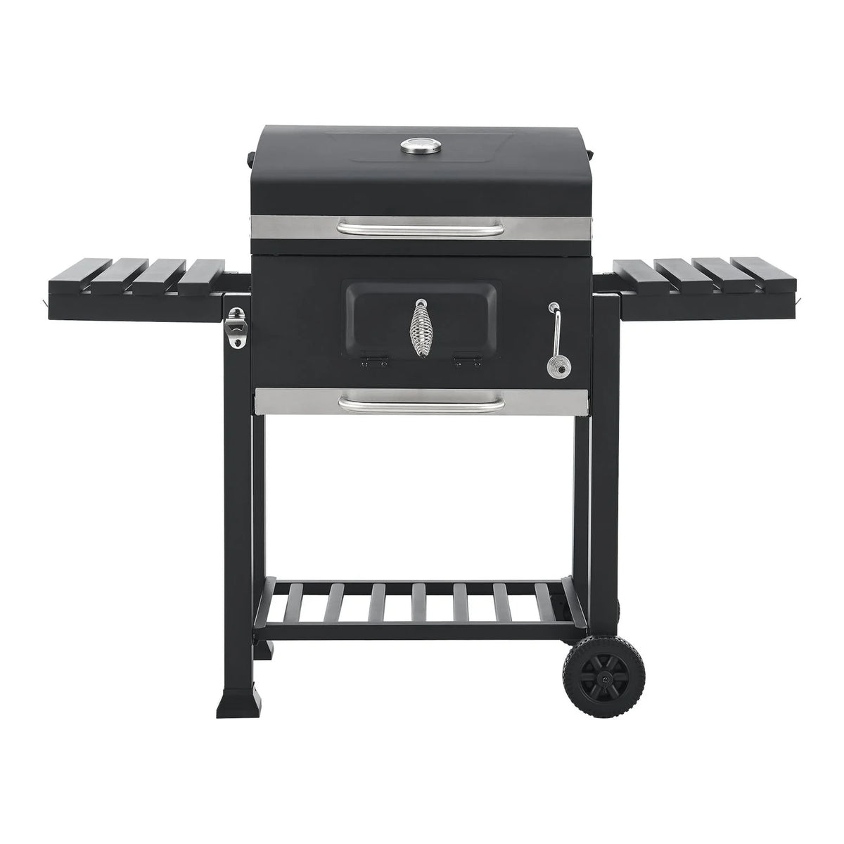 Grill węglowy Arnad z 2 stalowymi półkami 105x135x48cm - czarny [casa.pro]