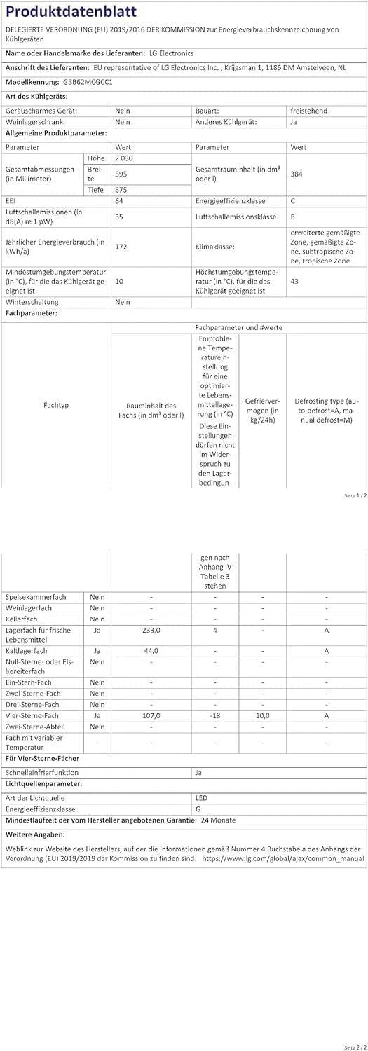 Lodówka/zamrażarka LG GBV22NCCEP – inteligentny kompresor inwerterowy, system Total No Frost, nowoczesna konstrukcja płaskich drzwi, matowy czarny metalik, klasa energetyczna A