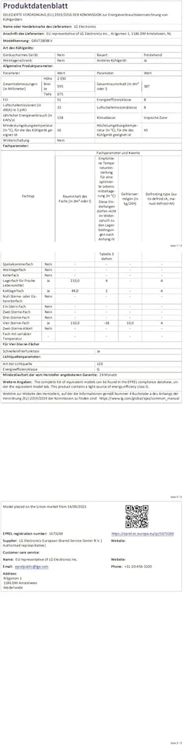 Lodówka/zamrażarka LG GBV22NCCEP – inteligentny kompresor inwerterowy, system Total No Frost, nowoczesna konstrukcja płaskich drzwi, matowy czarny metalik, klasa energetyczna A