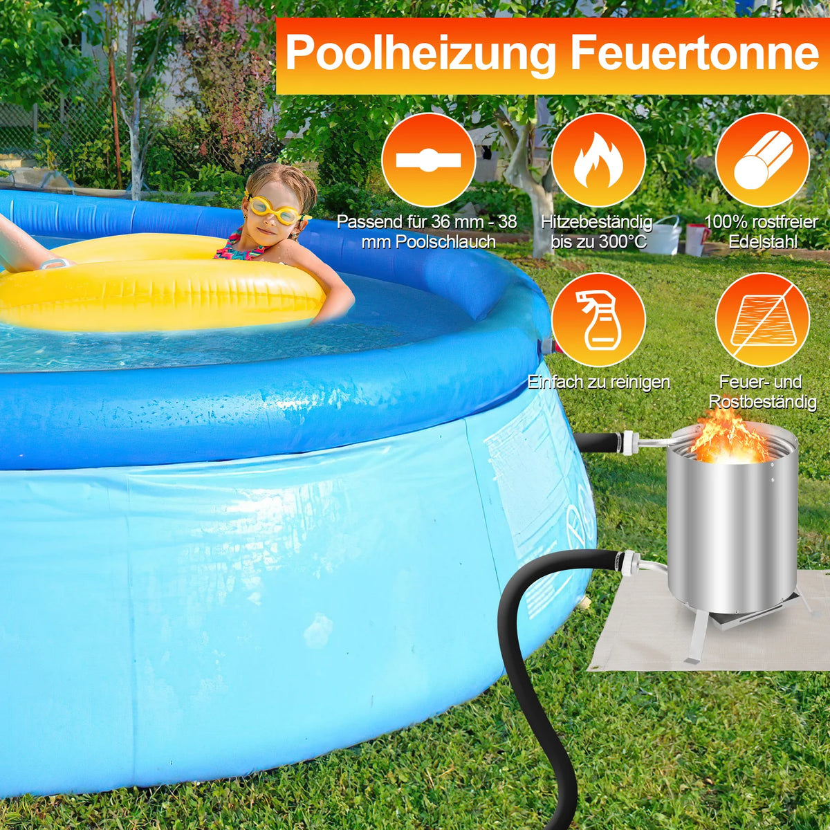 Podgrzewacz basenowy Sonnewelt z wężownicą grzewczą ze stali nierdzewnej