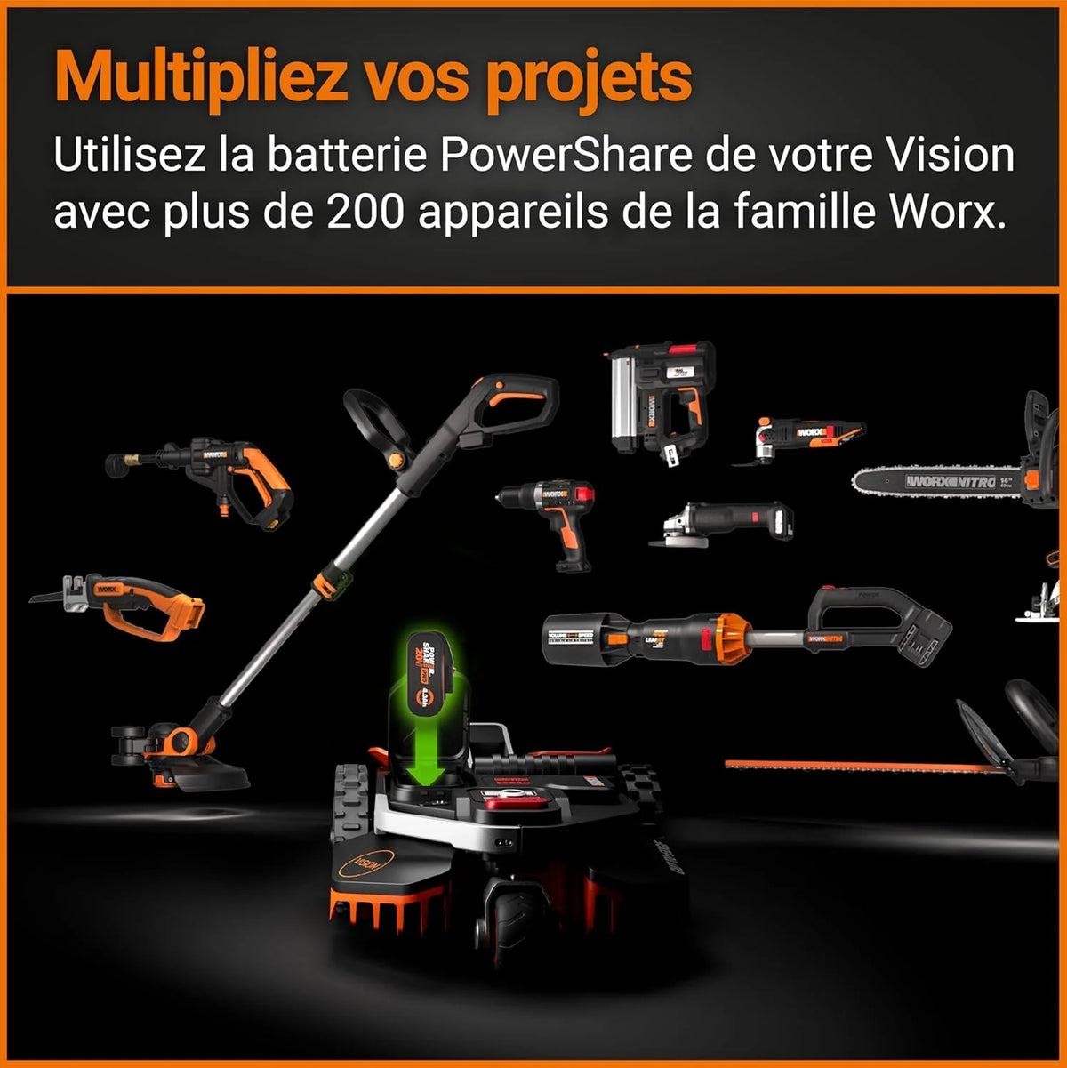 Robot koszący WORX Landroid Vision S250 WR202E do ogrodów o powierzchni do 250 m² – inteligentny robot koszący niewymagający przewodu ograniczającego – Wi-Fi i Bluetooth – aktywna funkcja omijania przeszkód