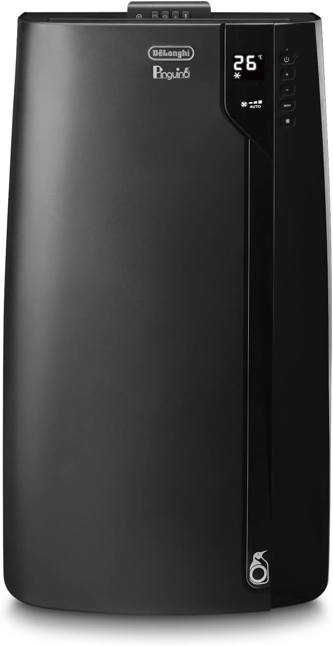 De'Longhi Pinguino PAC EL112 CST WiFi, przenośna klimatyzacja z technologią MyEcoRealFeel do pomieszczeń o kubaturze do 110 m³, 11 000 BTU/h, 2,9 kW, 63 dB, funkcja osuszania, A, sterowanie aplikacją i głosem, kolor biały