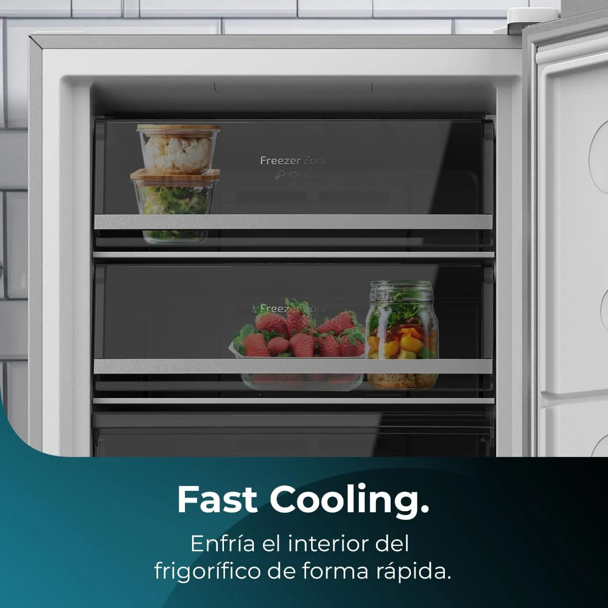Zamrażarka pionowa Cecotec Bolero CoolMarket UF 380 inox 380L, 1950 W, silnik Inverter Plus, niskie zużycie energii, całkowity brak szronu, drzwiczki wystawowe, możliwość przekształcenia w lodówkę, wieloprzepływowy przepływ powietrza