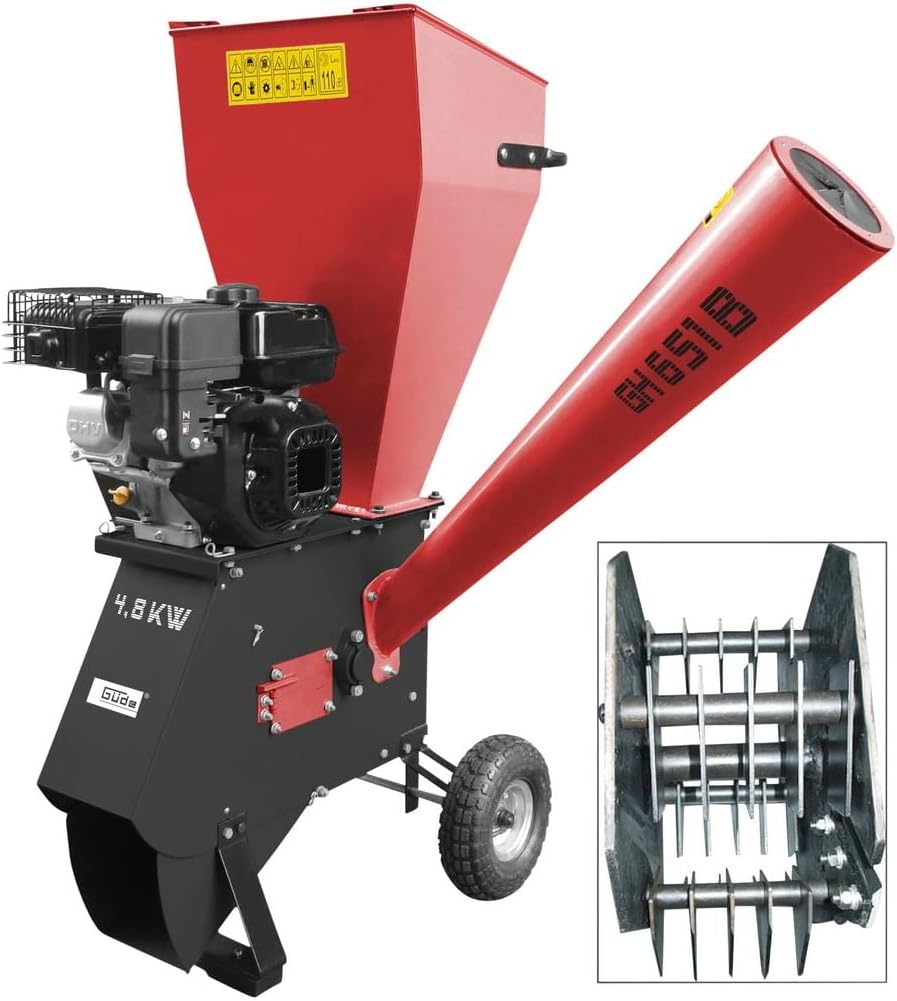 Rozdrabniacz ogrodowy GÜDE GH 651 B | Silnik benzynowy | Moc 4800 W | Do gałęzi o średnicy do 76 mm | Podwozie