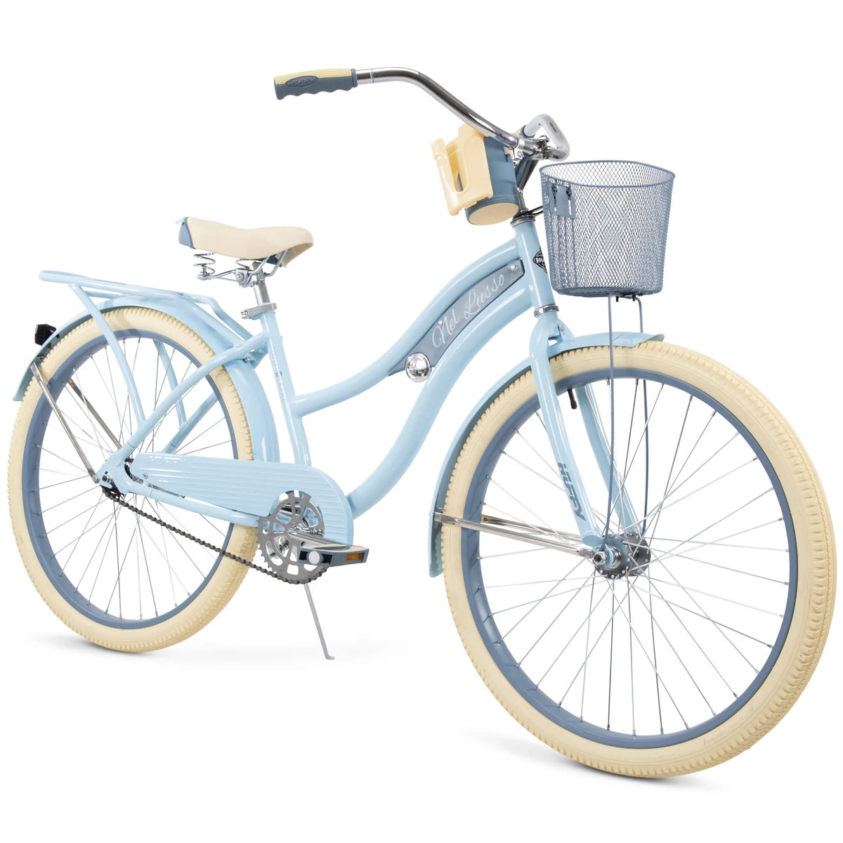 Klasyczny rower typu cruiser Huffy Nel Lusso z 2025 roku z ramą Perfect Fit, damski, jasnoniebieski, 26 cali