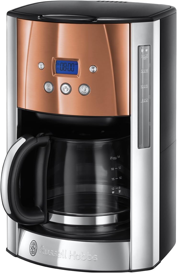 Toster Russell Hobbs Luna [na 2 kromki] Stal nierdzewna, miedź (bardzo szerokie otwory do opiekania, w tym podgrzewacz bułek, 6 poziomów opiekania, funkcja rozmrażania i podgrzewania, 1550 W) 24290-56