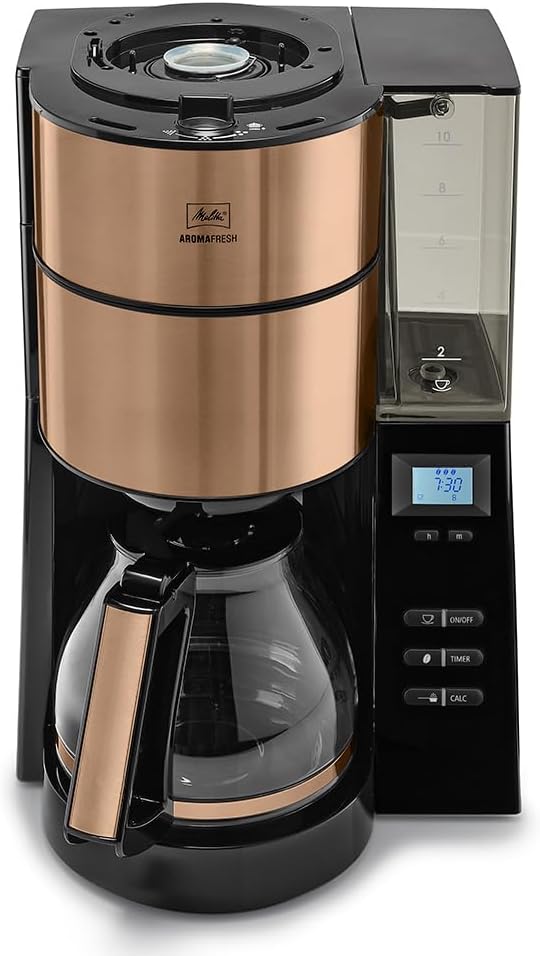 Melitta AromaFresh - Ekspres przelewowy - ze szklanym dzbankiem - wbudowanym młynkiem - funkcją timera - 10 filiżanek - Czysta czerń