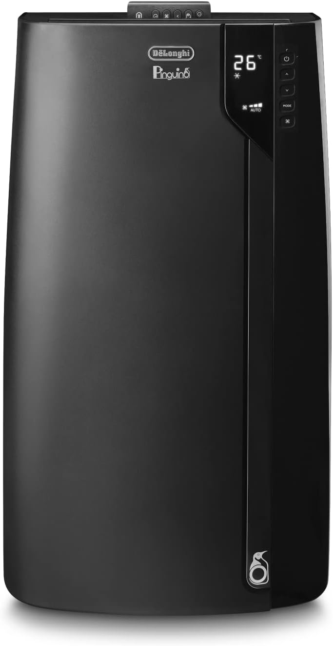 De'Longhi Pinguino PAC EL112 CST WiFi, przenośna klimatyzacja z technologią MyEcoRealFeel do pomieszczeń o kubaturze do 110 m³, 11 000 BTU/h, 2,9 kW, 63 dB, funkcja osuszania, A, sterowanie aplikacją i głosem, kolor biały
