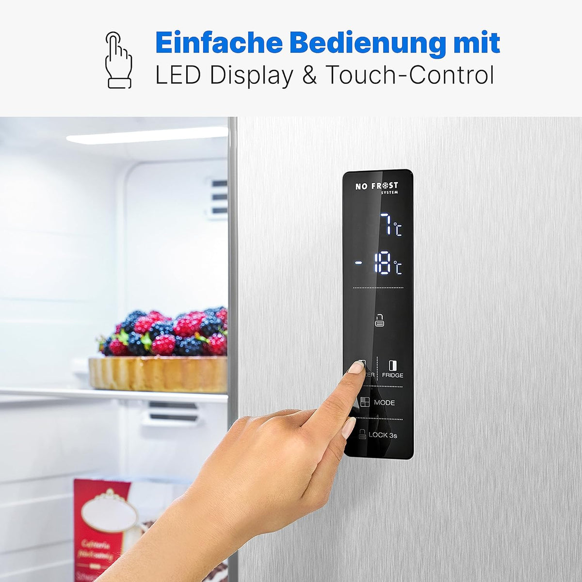 Lodówka z zamrażarką typu side-by-side Bomann® | No Frost | Pojemność 442 l | Lodówka z zamrażalnikiem | Lodówka z technologią MultiAirflow | Zużycie energii 287 kWh/rok | SBS 7344 stal nierdzewna