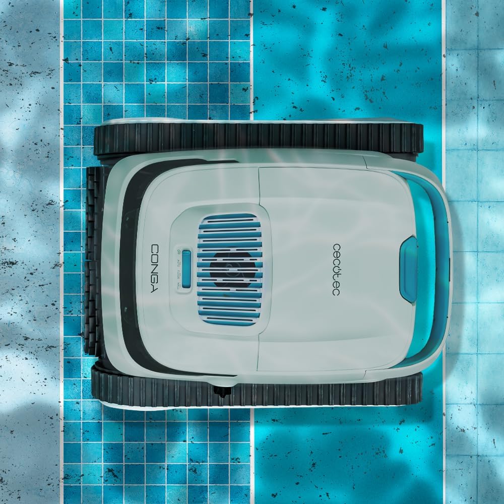 Robot basenowy Cecotec Conga Pooldroid 5000 TotalClean Pearl do czyszczenia dna, ścian i linii wody. Zasięg: 100 m²; maks. nachylenie: 90°; czyszczenie systematyczne; czas pracy: 100 min; pojemność: 4 l.
