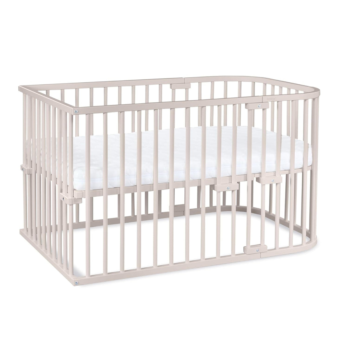 Oryginalne łóżeczko dostawne Babybay z litego drewna bukowego / kompaktowe i rozkładane / płynna regulacja wysokości łóżeczka i przyjazne dla środowiska / rośnie wraz z dzieckiem (lakierowane na biało) / w zestawie materac