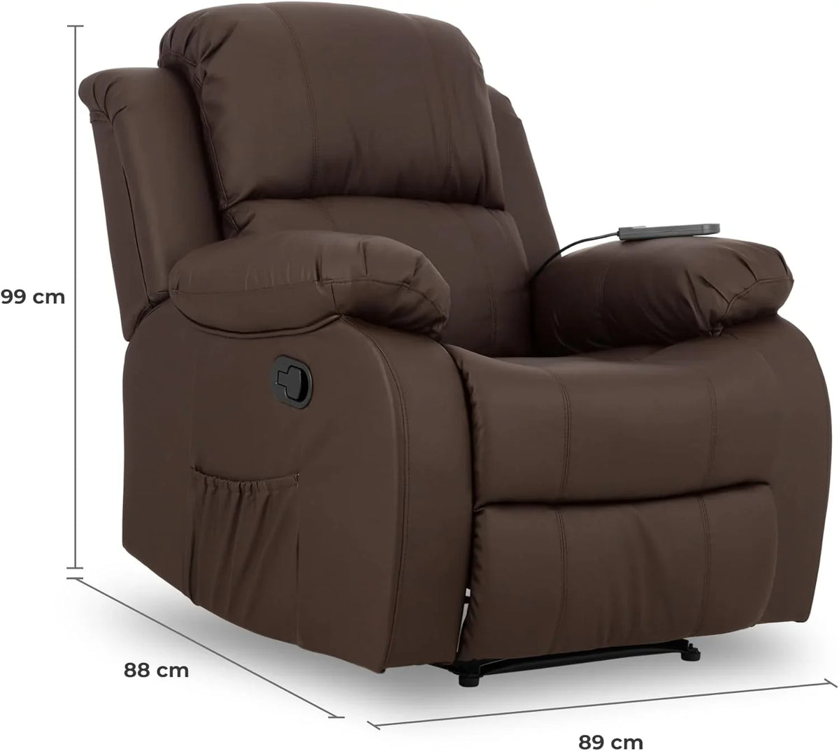 Don Descanso – Trevi Black relaxmassagestoel met verwarming, 160° kantelstand, 8 stille motoren, lendensteunverwarming, 4-zone massagesysteem en scheurbestendige polyurethaan lederen afwerking [zaag inbegrepen]
