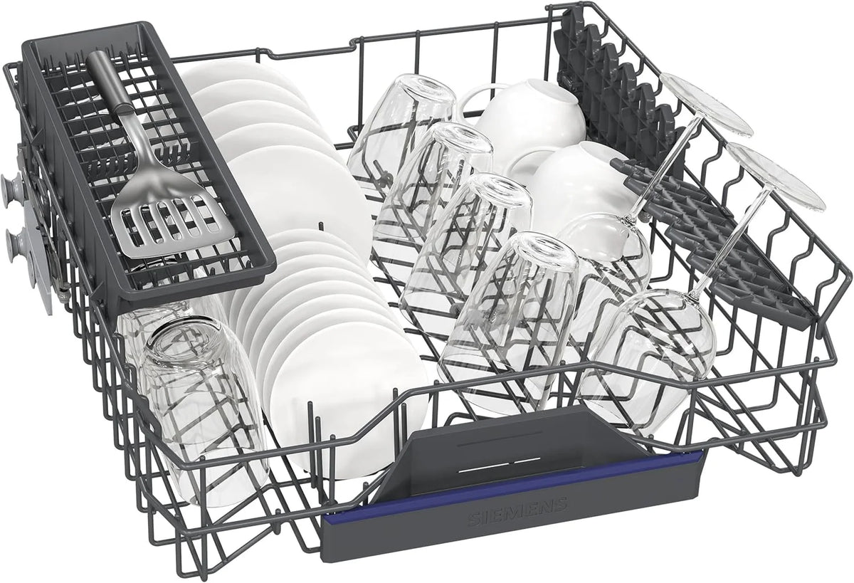 Zmywarka Siemens SN63EX06VE, iQ300 Smart, w pełni zintegrowana, 60 cm, szuflada na sztućce, bardzo cicha, varioSpeed, automatyczne otwieranie drzwi, potrójny system koszenia, infoLight, intensiveZone