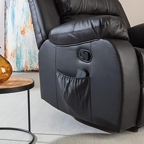 Don Descanso – Trevi Black relaxmassagestoel met verwarming, 160° kantelstand, 8 stille motoren, lendensteunverwarming, 4-zone massagesysteem en scheurbestendige polyurethaan lederen afwerking [zaag inbegrepen]