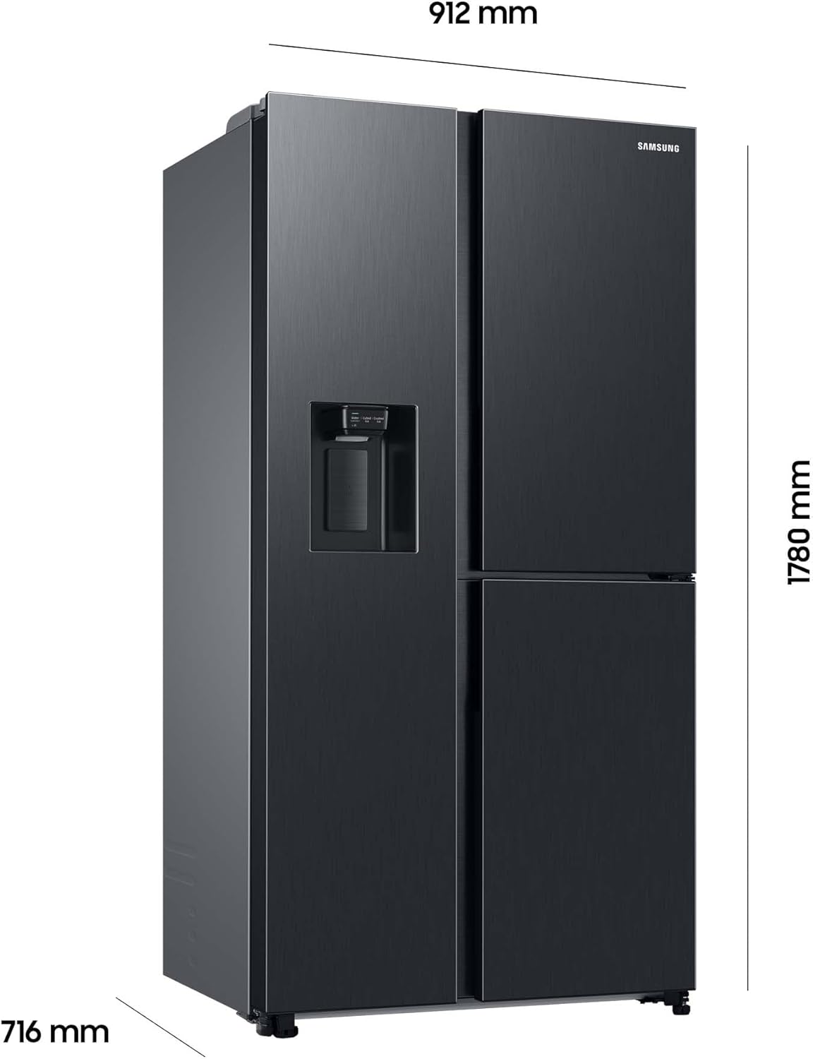 Lodówka typu side-by-side z zamrażarką Samsung RS64DG53R3B1EF, 178 cm, 628 l, tryb SmartThings AI Energy, dozownik lodu i wody, smukła kostkarka do lodu, stal nierdzewna premium