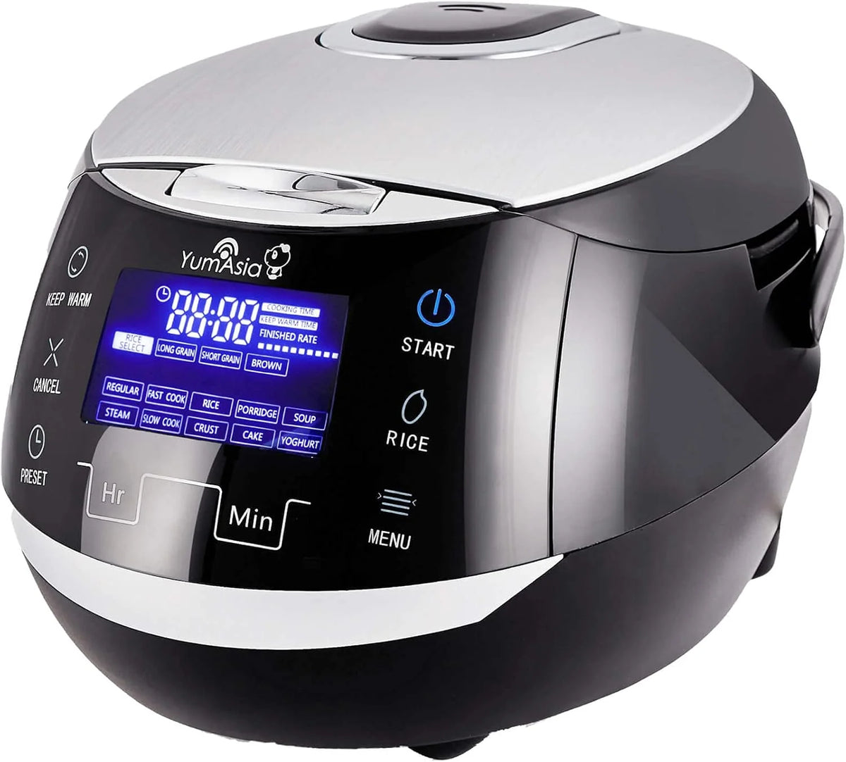 Yum Asia Sakura snelkookpan met keramische kom en Micom Fuzzy Logic (YUM-EN15) 6 rijstkookfuncties, 6 multifunctionele functies, Motouch LED-display (1,5 liter) 220-240V EU-stroom (zwart en zilver)