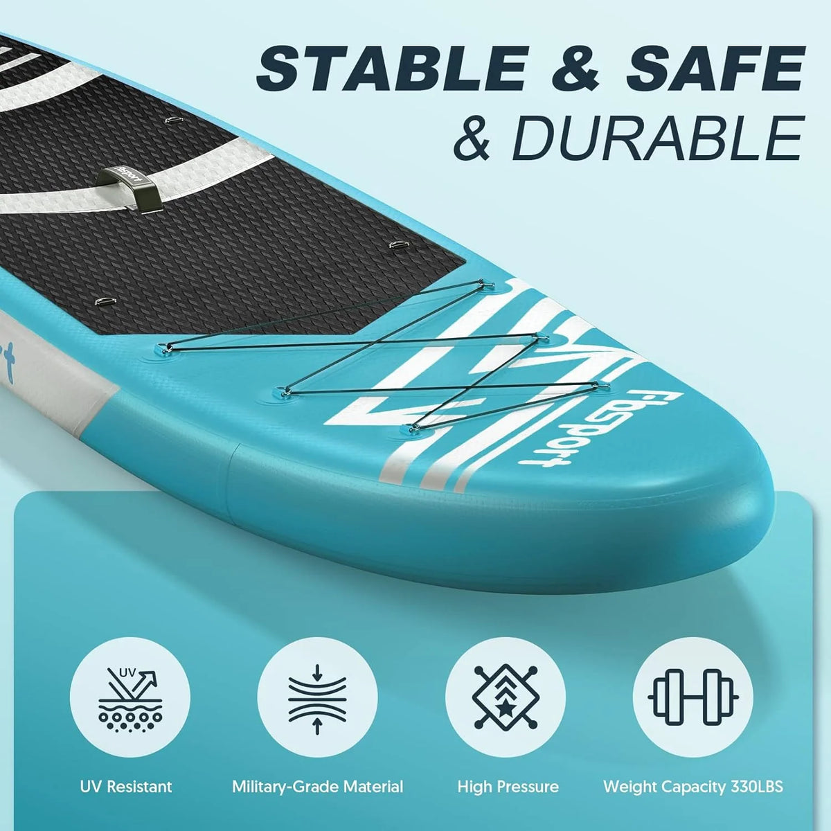 Hoogwaardig stand-up paddleboard, yogaboard met duurzame SUP-accessoires en draagtas | Brede beenpositie, golfcontrole, antislip dek, leash, peddel en pomp voor tieners en volwassenen