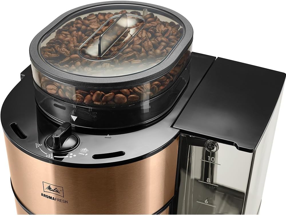 Melitta AromaFresh - Ekspres przelewowy - ze szklanym dzbankiem - wbudowanym młynkiem - funkcją timera - 10 filiżanek - Czysta czerń