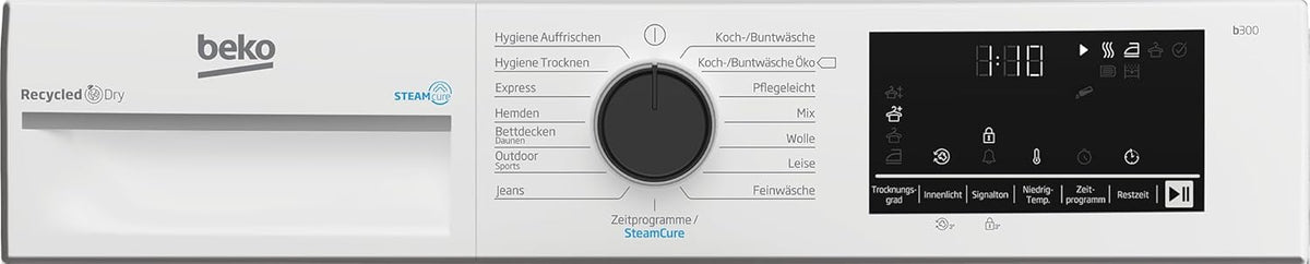 Suszarka bębnowa Beko 8 kg, ocena „Dobry” (2,5) w teście Stiftung Warentest, odpowiednia dla alergików, program suszenia higienicznego (Hygiene Drying), funkcja pary SteamCure, 15 programów, program Express, B3T42249S, kolor biały