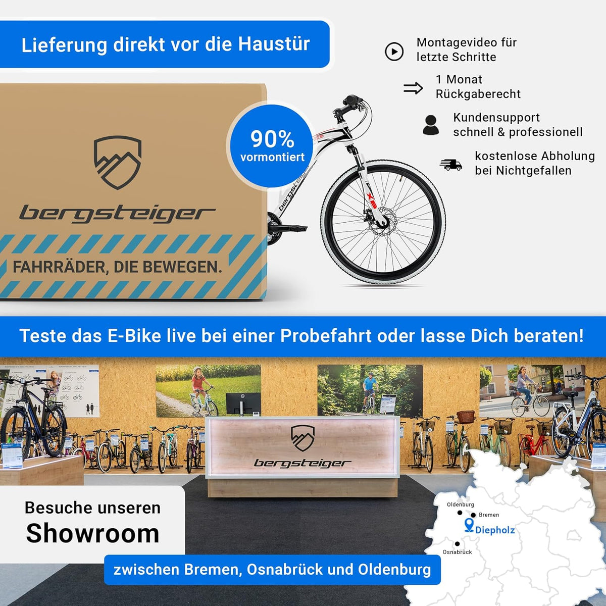 Rower górski Bergsteiger Kodiak (koła 26 lub 29 cali), hamulce tarczowe, 21-biegowy napęd Shimano, pełna amortyzacja (full-suspension) – rower MTB dla chłopców, dziewcząt, kobiet i mężczyzn