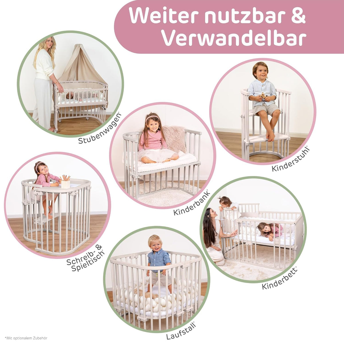 Oryginalne łóżeczko dostawne Babybay z litego drewna bukowego / kompaktowe i rozkładane / płynna regulacja wysokości łóżeczka i przyjazne dla środowiska / rośnie wraz z dzieckiem (lakierowane na biało) / w zestawie materac