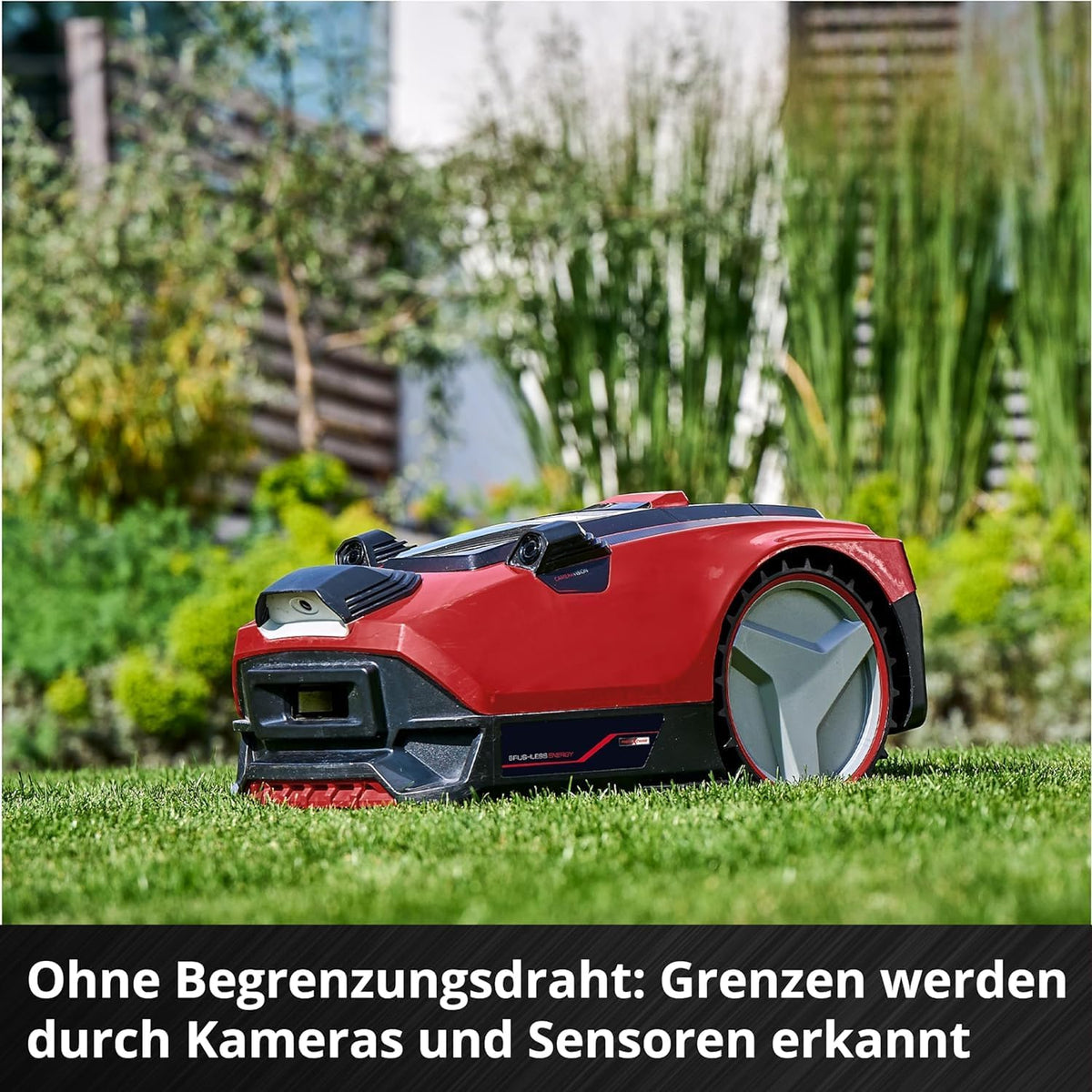 Robot koszący Einhell FREELEXO CAM 500 Power X-Change (18 V, kamera zastępuje przewód ograniczający, do 500 m, bezszczotkowy, do 25% nachylenia, szerokość koszenia 18 cm, w zestawie akumulator 3,0 Ah, taśma magnetyczna 5 m)