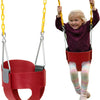 Heavy-Duty High Back Full Bucket Toddler Swing Seat | Coated Swing Chains Fully Assembled | Green Swing Set Accessory