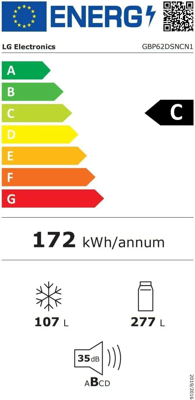 Lodówka/zamrażarka LG GBV22NCCEP – inteligentny kompresor inwerterowy, system Total No Frost, nowoczesna konstrukcja płaskich drzwi, matowy czarny metalik, klasa energetyczna A