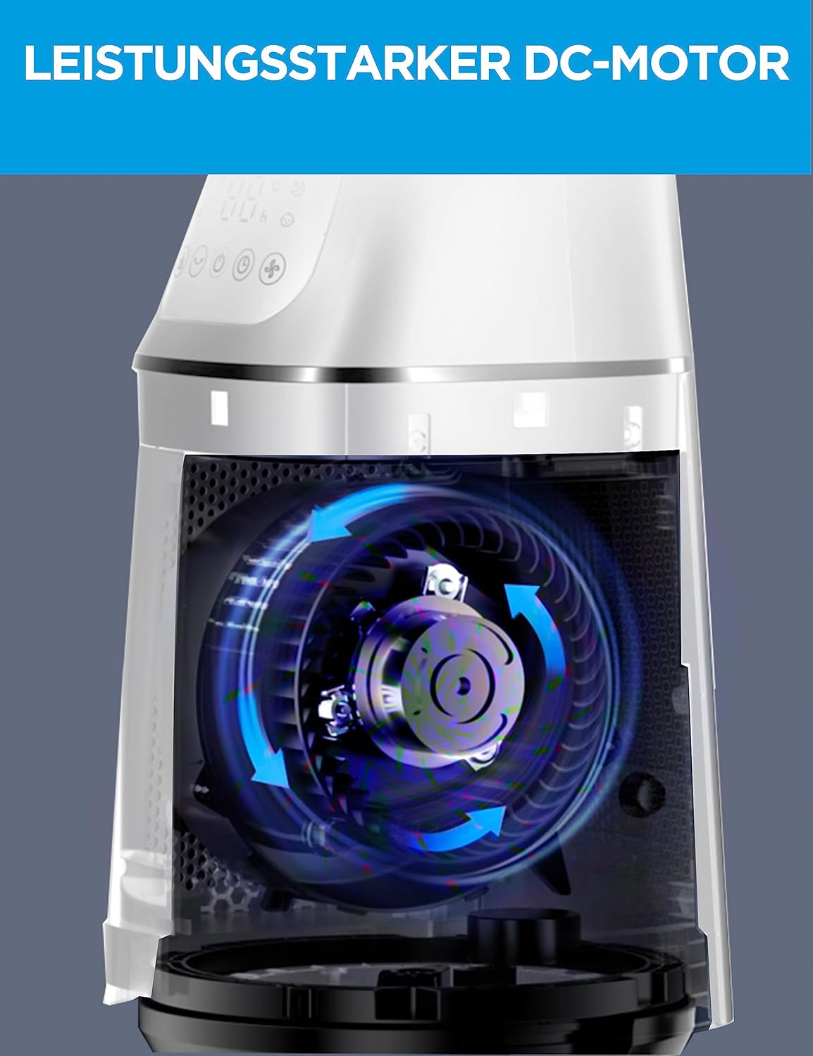 Midea MFP-120i (BL) 2-w-1 wentylator wieżowy, cichy oczyszczacz powietrza 38 dB, filtr HEPA H13 True, 47,6 m², wyświetlacz LED, pilot zdalnego sterowania, oscylacja, 12-godzinny timer, kompatybilny z połączeniem bezprzewodowym, Alexa i Asystentem Goo