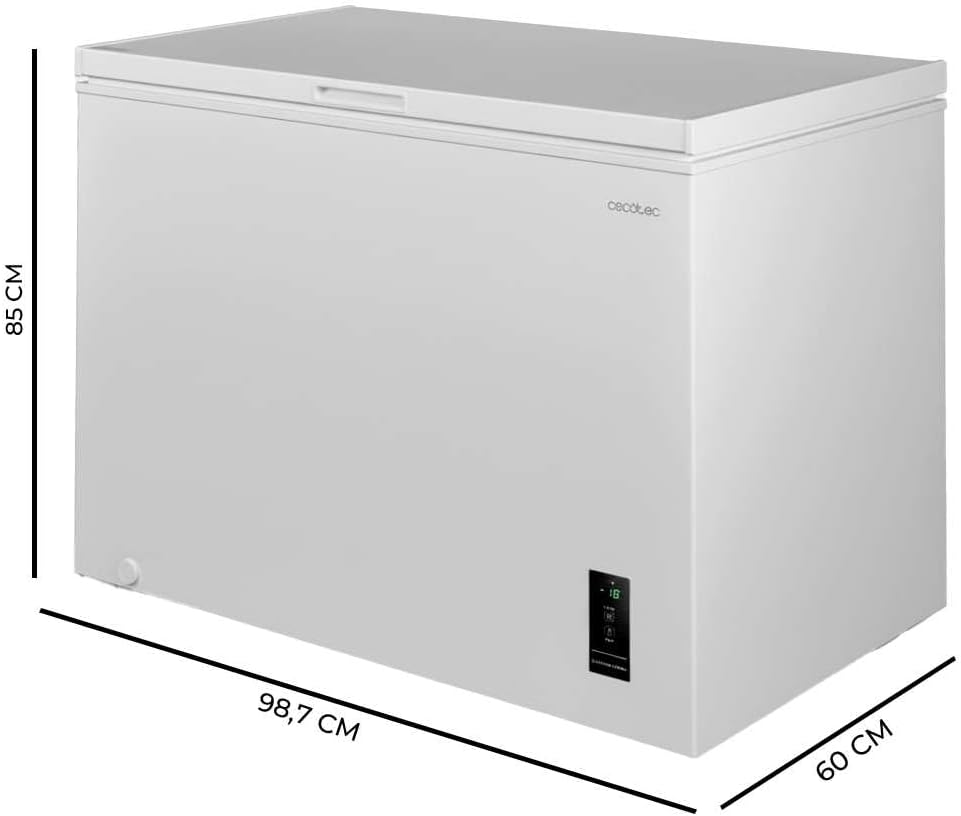 Zamrażarka pozioma Cecotec Bolero CoolMarket Chest 249P, biała, 249 l. Kosz z uchwytami, elektroniczne sterowanie LED, UltraContact D-Cool, podwójna funkcja, drzwi ZeroG (80º-30º), szybkie mrożenie, kompaktowa