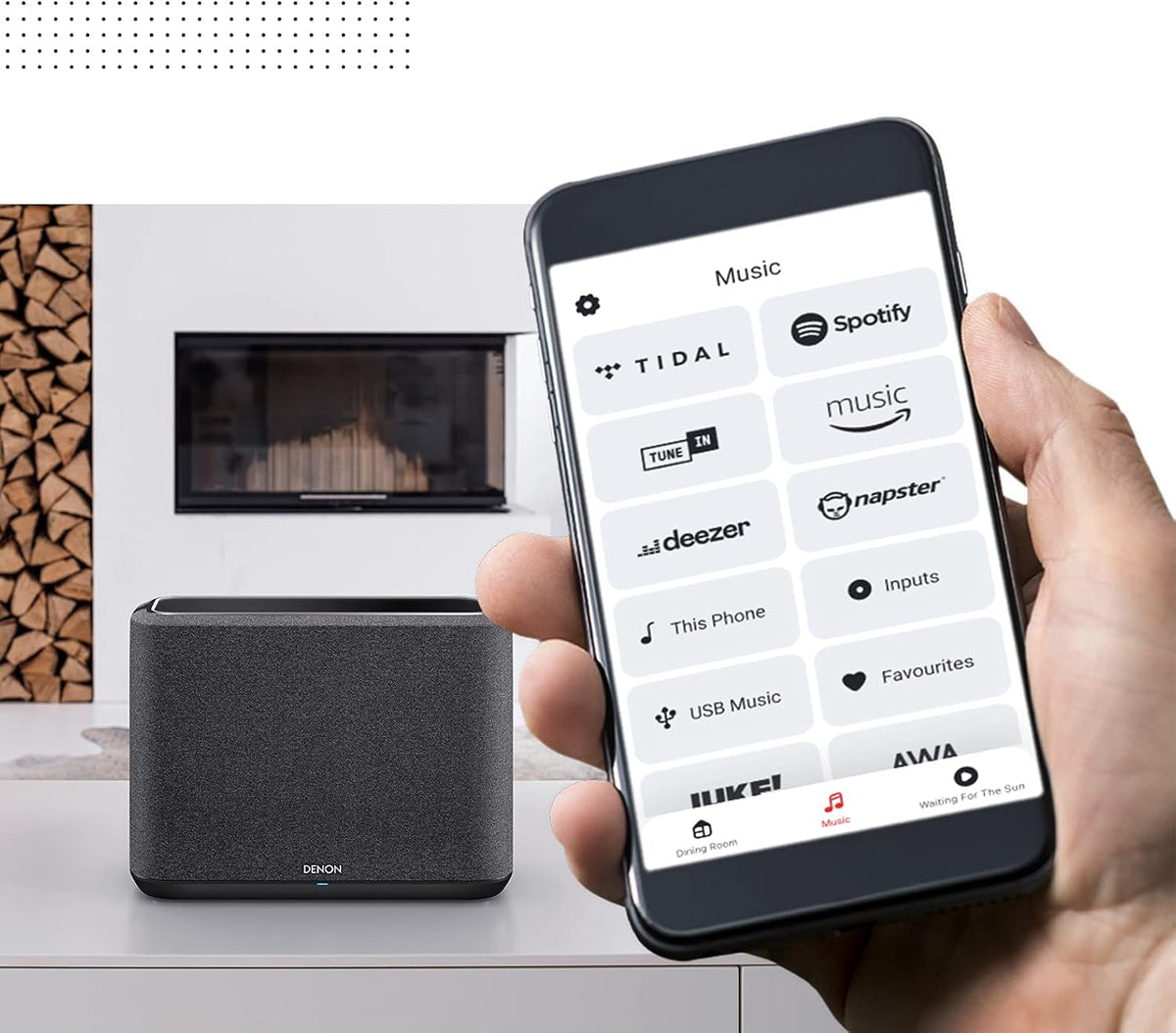 Głośnik Denon Home 150 Multiroom, głośnik HiFi z wbudowaną platformą HEOS, zintegrowaną funkcją Alexa, Wi-Fi, Bluetooth, USB, AirPlay 2, dźwiękiem Hi-Res, czarny