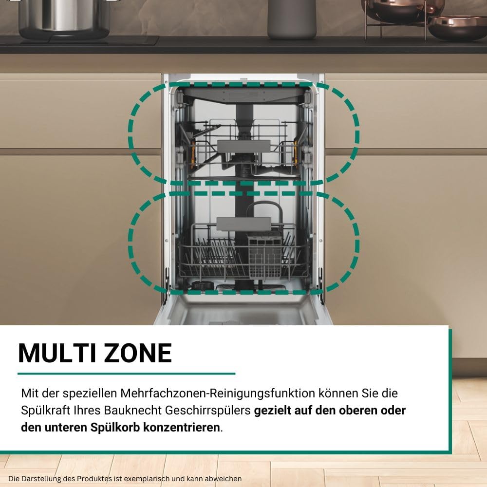 Zmywarka w pełni zintegrowana Bauknecht BK6FC11BS7A0X (45 cm)/ ActiveDry/Program sensorowy/PowerClean/Szuflada na sztućce/Program higieniczny/Pełna ochrona przed wodą/Multizone/Opóźniony start