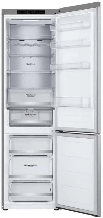 Lodówka/zamrażarka LG GBV22NCCEP – inteligentny kompresor inwerterowy, system Total No Frost, nowoczesna konstrukcja płaskich drzwi, matowy czarny metalik, klasa energetyczna A