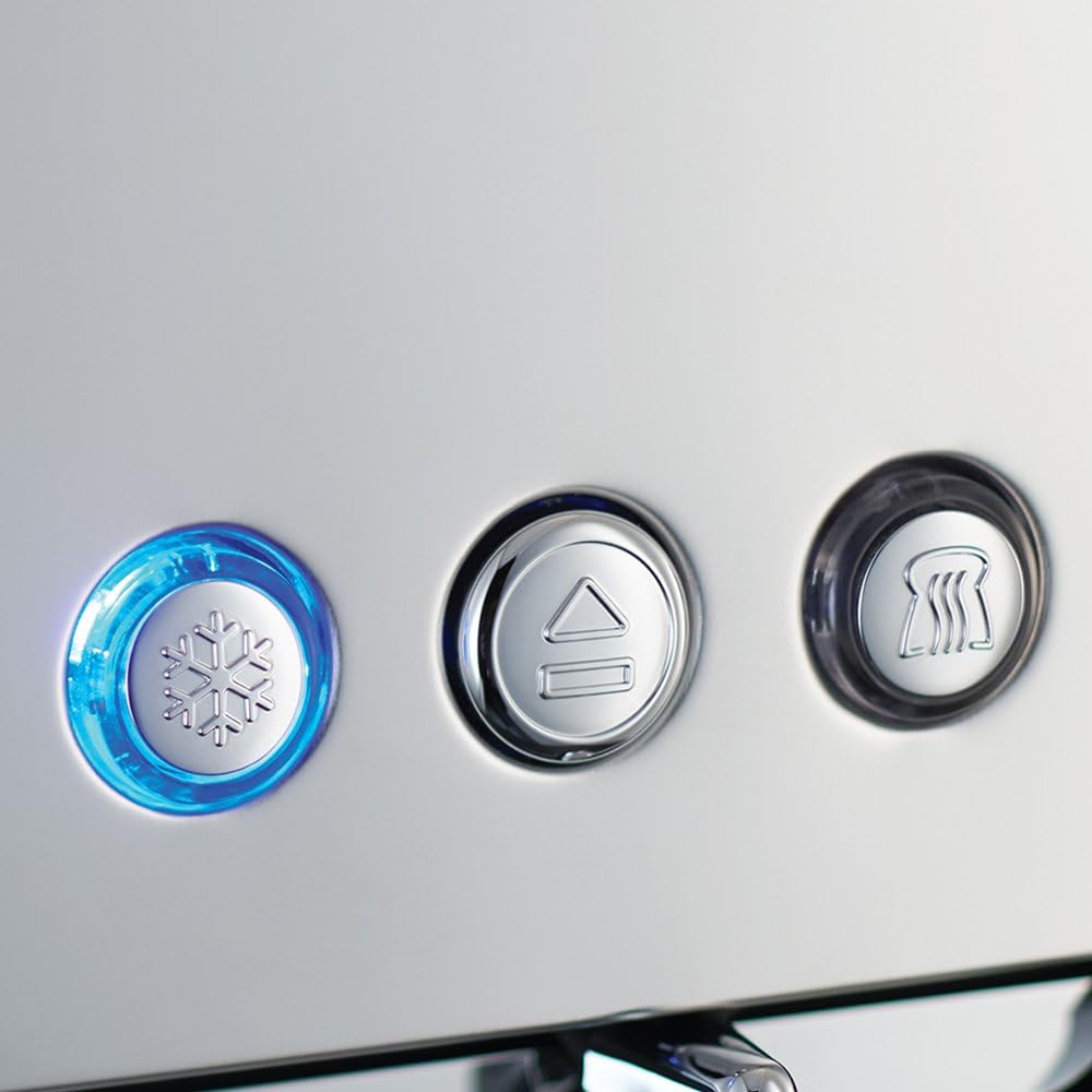 Toster Russell Hobbs Luna [na 2 kromki] Stal nierdzewna, miedź (bardzo szerokie otwory do opiekania, w tym podgrzewacz bułek, 6 poziomów opiekania, funkcja rozmrażania i podgrzewania, 1550 W) 24290-56