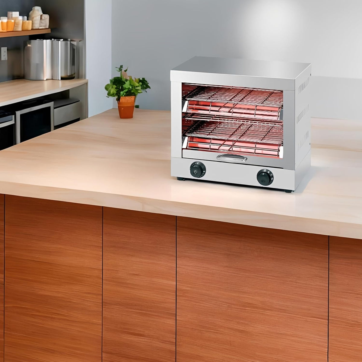 MBH – Elektryczny przemysłowy toster ze stali nierdzewnej (dwupoziomowy) dla branży gastronomicznej. Profesjonalny toster do pieczywa dla barów i restauracji.