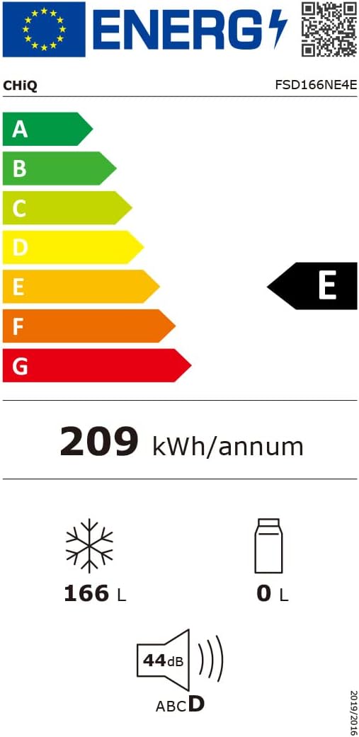 Zamrażarka CHiQ FSD166NE4E 166 l, technologia No Frost, odwracalne zawiasy drzwi, czarna stal nierdzewna, wysokość 144 cm