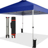 10x10 Pop Up Canopy - Beach Tent with One Push Setup - Easy Outdoor Sun Shade for Events, Parties, Camping - Gazebo with STO-N-Go Cover Bag, Silver Coated Top, White