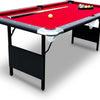 6 Ft Portable Pool Table, Adults Folding Billiards Tables for Game Room with Easy Foldable Storage, Includes Full Set of Billiard Balls, Cues, Chalk & Brush