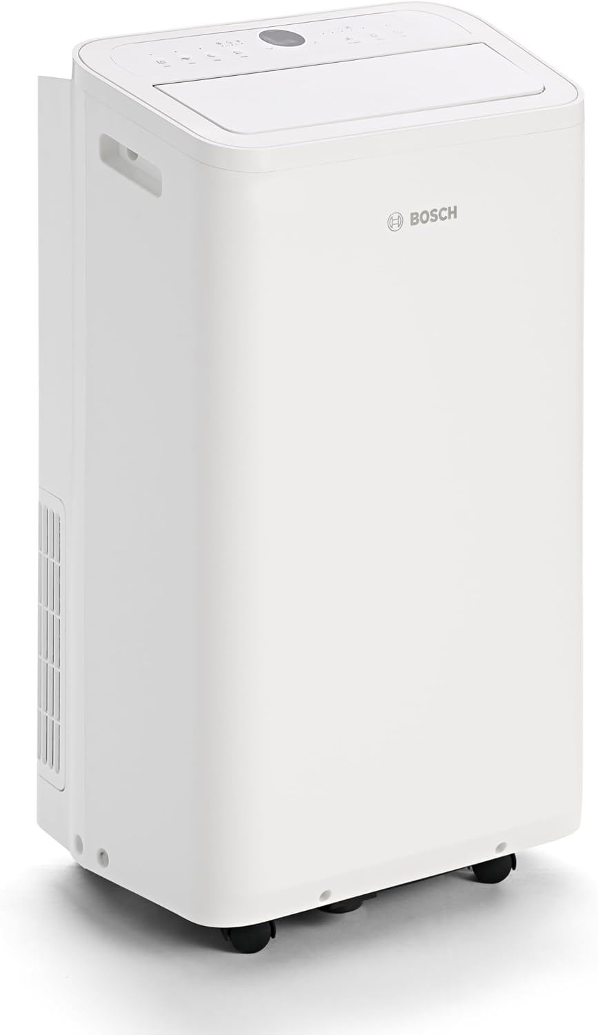 Przenośny klimatyzator Bosch Cool 4000 – 3 w 1: klimatyzator, osuszacz, wentylator – 2,6 kW do pomieszczeń o powierzchni do 35 m² – Z trybami Auto, Silent i Sleep