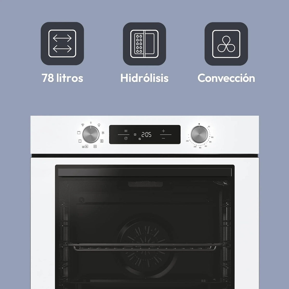 Candy Bake 600 CA6 N3T1HTW multifunctionele oven, 78 liter, recepten in de hOn-app, 1 bakplaat en 1 rooster, hydrolytische reiniging, convectie, 9 functies, Ready UX-interface, wit