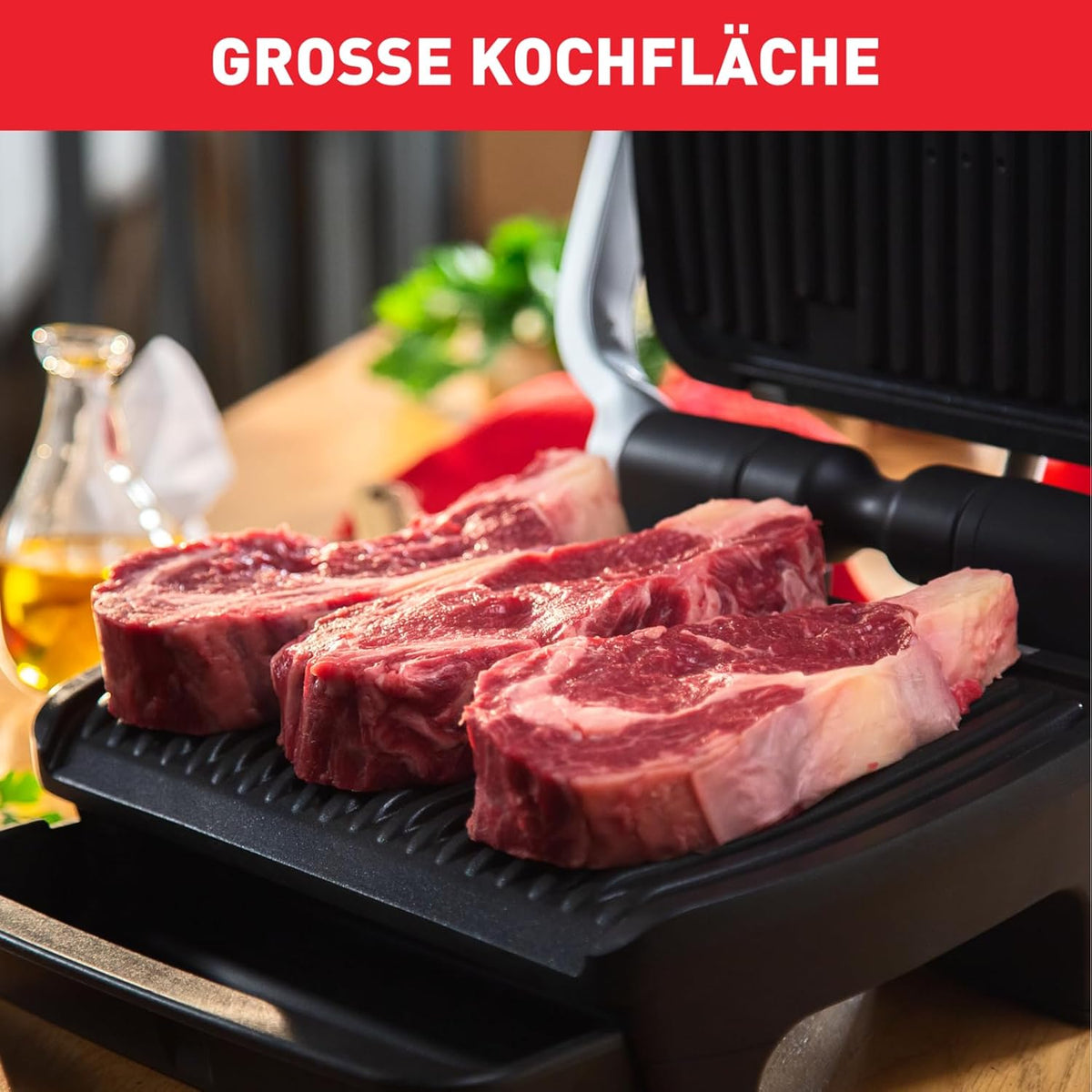 Grill kontaktowy Tefal OptiGrill Elite, 12 programów, wyświetlacz cyfrowy ze wskaźnikiem poziomu wysmażenia, wyjmowane płyty, grill elektryczny, stal nierdzewna, GC750D16