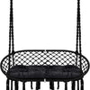 Hammock Chair Macrame Hanging Swing with Cushion,Hanging Cotton Ropes, Metal Frame, 450 lbs Capacity Indoor Outdoor, Patio, Balcony, Living,Deck, Yard, Garden(Double Swing) Beige