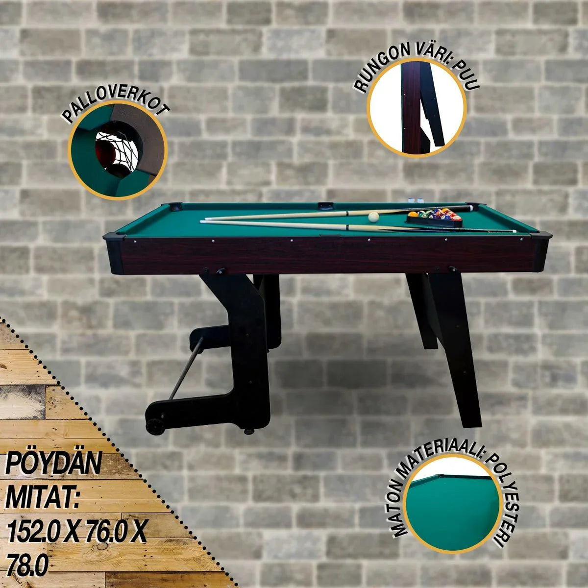 Blackwood Junior 5' opklapbare pooltafel