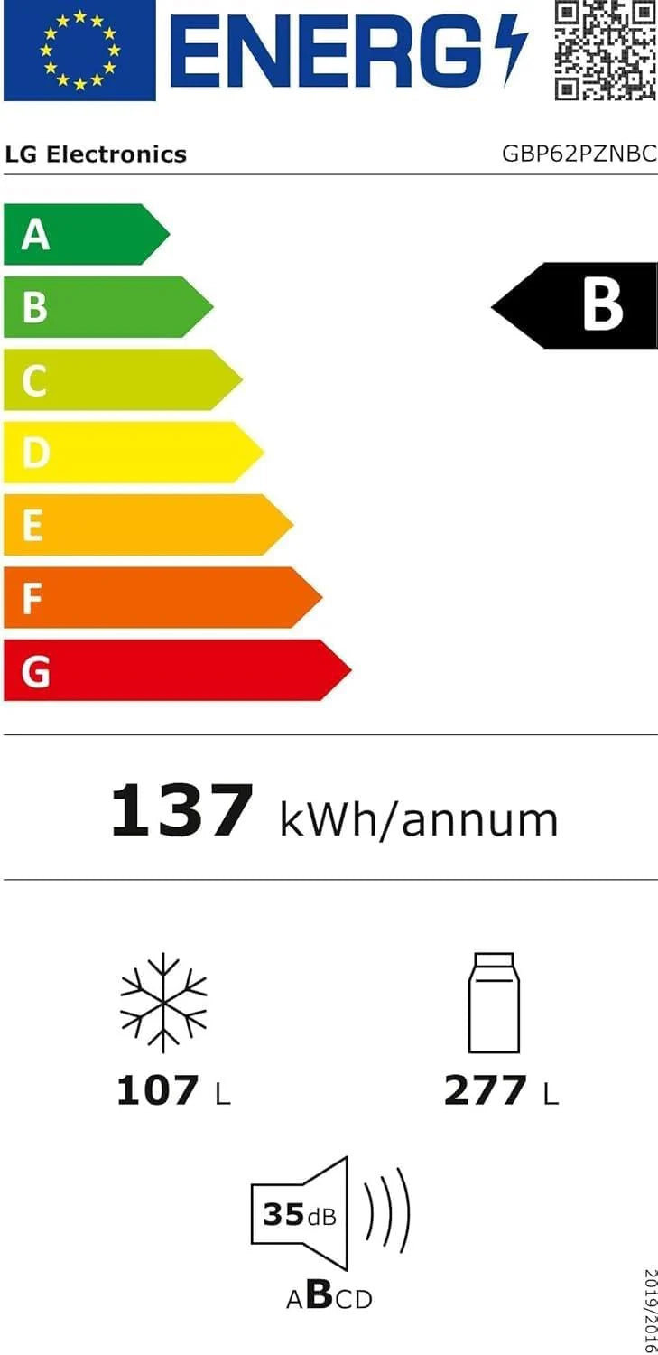 Lodówka/zamrażarka LG GBV22NCCEP – inteligentny kompresor inwerterowy, system Total No Frost, nowoczesna konstrukcja płaskich drzwi, matowy czarny metalik, klasa energetyczna A